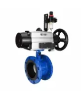 Затвор дисковый поворотный DN.ru WBV1331E-2W-F-H Ду50 Ру16 фланцевый, корпус - чугун GGG40, диск - нержавеющая сталь 304, уплотнение - EPDM, с пневмоприводом DN.ru PA-DA-105-1, 4M310-08 AC220V и AFC2000