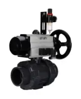 Кран шаровой DN.ru BV4242E-FP-GRM-ISO Дн50 Ру10 полнопроходной, корпус - НПВХ, шар - НПВХ, уплотнение - EPDM, с пневмоприводом PA-DA-105-1, пневмораспределителем 4M310-08 AC220V и БПВ AFC2000