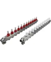 Коллекторная группа DN.ru GC2-31-12 1″ Ду25 Ру10 отводов — 12, в сборе с расходомерами и терморегулирующими клапанами, дренажным краном и воздухоотводчиком, с заглушками, без переходников, корпус - нержавеющая сталь AISI 304