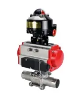 Кран шаровой DN.ru BV3232P(3pc)-FP-W-ISO-H LONG Ду32 Ру40 полнопроходной, корпус - нержавеющая сталь 316, уплотнение - PTFE, под приварку, с пневмоприводом DN.ru PA-SA-083, пневмораспределителем 4M310-08 AC220V и БКВ APL-510N EX