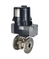 Кран шаровой DN.ru BV3232P(2pc)-FP-F-ISO-H Ду100 Ру16 полнопроходной, фланцевый, корпус - нержавеющая сталь SS316, уплотнение - PTFE, с электроприводом четвертьоборотным DN.ru QTSA-N-014EM-O0-220VAC с пружинным возвратом