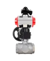 Кран шаровой DN.ru BV3232P(4pc)-SP-3WL-T-ISO-H WDVF Ду65 Ру40 стандартнопроходной, 3-ходовой L-тип, внутренняя резьба, с пневмоприводом PA-DA-105, пневмораспределителем 4M320-08 AC220V, БКВ APL-210N и ручным дублером MON2-450-T28-ISO