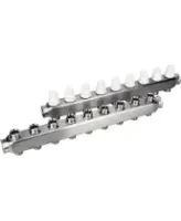 Коллекторная группа DN.ru GC3-31-9 1″ Ду25 Ру10 отводов — 9, в сборе с терморегулирующими клапанами и запорно-балансировочными клапанами, без переходников, корпус - нержавеющая сталь AISI 304