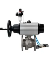 Кран шаровой DN.ru BV3232P(2pc)-FP-F-ISO-H Ду100 Ру16, полнопроходной фланцевый, нержавеющая сталь SS316, уплотнение - PTFE, с пневмоприводом PA-DA-105-1 двойного действия, с пневмораспределителем 4V320-08 AC220V, с БПВ AFC2000