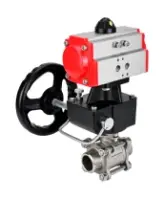 Кран шаровой DN.ru BV3232P(3pc)-FP-W-ISO-H WDVF Ду40 Ру40 полнопроходной, трехсоставной, корпус - нержавеющая сталь 316, уплотнение - PTFE, под приварку, с пневмоприводом PA-DA-065, ручным дублером MON1-250-T26-ISO