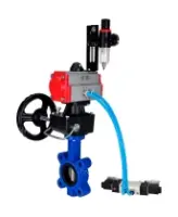 Затвор дисковый поворотный DN.ru WBV1631E-2W-Fb-H Ду125 Ру16 LUG, корпус - чугун, диск - нержавеющая сталь 304, уплотнение - EPDM, с пневмоприводом PA-DA-105, пневмораспределителем 4M320-08 AC220V, ручным дублером MON3-700-T38-ISO и БПВ AFC2000