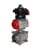 Кран шаровой DN.ru BV3232P(3pc)-FP-W-ISO-H Ду65 Ру25 полнопроходной под приварку, корпус - нержавеющая сталь 316, уплотнение - PTFE, с пневмоприводом PA-SA-130 и БКВ APL-410N EX