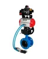 Затвор дисковый поворотный DN.ru WBV1313E-2W-F-H Ду100 Ру16, корпус - чугун GGG40, диск - чугун GGG40, уплотнение - EPDM, с пневмоприводом PA-DA-105, пневмораспределителем 4M320-08 AC220V, ручным дублером MON1-250-T26-ISO и БКВ APL-410N EX
