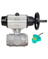 Кран шаровой DN.ru BV3232P(4pc)-SP-3WL-T-ISO-H WDVF Ду65 Ру40 стандартнопроходной, 3-ходовой L-тип, внутренняя резьба, корпус - нержавеющая сталь AISI 316, уплотнение - PTFE, с пневмоприводом DN.ru PA-DA-105-1 и магнитным переключателем ALS200D