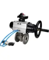 Кран шаровой DN.ru BV3232P(2pc)-FP-F-ISO-H Ду100 Ру16 полнопроходной фланцевый, корпус - нержавеющая сталь SS316, уплотнение - PTFE, с пневмоприводом PA-DA-105-1, пневмораспределителем 4M320-08 AC220V и БКВ APL-210N