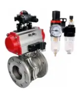 Кран шаровой DN.ru BV3232P(2pc)-FP-F-ISO-R Ду250 Ру16 полнопроходной двухходовой, нержавеющая сталь 316, фланцевый, уплотнение - PTFE, с пневмоприводом PA-DA-160 двойного действия, пневмораспределителем 4M310-08 AC220V, БКВ APL-210N и БПВ AFC2000