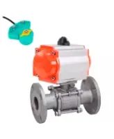 Кран шаровой DN.ru BV3131P(3pc)-FP-F-ISO-H Ду50 Ру40 фланцевый, полнопроходной, трехсоставной, корпус - нержавеющая сталь 304, уплотнение - PTFE, с пневмоприводом PA-DA-065 и магнитным переключателем ALS200D