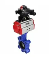 Затвор дисковый поворотный DN.ru WBV1631E-2W-Fb-H Ду50 Ру16 LUG корпус - чугун QT450, диск - нержавеющая сталь 304, уплотнение - EPDM, с пневмоприводом DN.ru PA-DA-065 и БКВ APL-210N