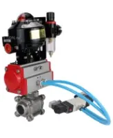 Кран шаровой DN.ru BV3232P(3pc)-FP-W-ISO-H Ду80 Ру25 полнопроходной двухходовой, корпус - нержавеющая сталь SS316, под приварку, уплотнение - PTFE, с пневмоприводом PA-SA-130, пневмораспределителем 4V320-08 AC220V, БКВ APL-510N EX и БПВ AFC2000