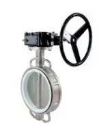 Затвор дисковый поворотный DN.ru WBV3131P-2W-Fb-R Ду250 Ру16 межфланцевый, корпус - нержавеющая сталь 304, диск - нержавеющая сталь 304, уплотнение - PTFE, с редуктором, с ISO-фланцем F10, квадрат 22х22