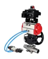 Кран шаровой DN.ru BV3232P(3pc)-FP-W-ISO-H LONG Ду50 Ру40 полнопроход., корпус - нерж.сталь 316, уплотнение - PTFE, под приварку, с пн.приводом PA-DA-083, пн.распределителем 4V320-08 AC220V, редуктором MON2-450-T28-ISO и БКВ APL-410N EX