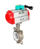 Затвор дисковый поворотный DN.ru WBV3131P-2W-Fb-H Ду125 Ру16 корпус - нержавеющая сталь 304, диск - нержавеющая сталь 304, уплотнение - PTFE, с пневмоприводом PA-DA-105 и магнитным переключателем ALS200D