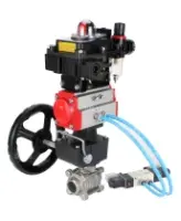 Кран шаровой DN.ru BV3232P(3pc)-FP-W-ISO-H Ду65 Ру25, полнопроходной под приварку, нержавеющая сталь SS316, PTFE, с пневмоприводом PA-DA-083, с пневмораспределителем 4V320-08 AC220V, с БКВ APL-410N EX, ручным дублером MON2-450-T28-ISO, с БПВ AFC2000