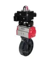Затвор дисковый поворотный DN.ru WBV4242E-2W-Fb-ISO Дн80 Ру10 межфланцевый, корпус - НПВХ, диск - НПВХ, уплотнение - EPDM, с пневмоприводом PA-SA-083 и БКВ APL-410N EX