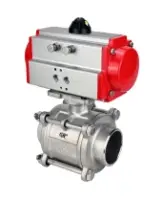 Кран шаровой DN.ru BV3232P(3pc)-FP-W-ISO-H WDVF Ду40 Ру40 полнопроходной, трехсоставной, корпус - нержавеющая сталь 316, уплотнение - PTFE, под приварку, с пневмоприводом PA-SA-105