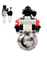 Затвор дисковый поворотный DN.ru WBV3131S-2W-W-H Ду65 Ру10 под приварку, пищевая нержавеющая сталь 304, уплотнение – Silicon, с пневмоприводом DN.ru PA-SA-083, пневмораспределителем DN.ru 4V320-10 AC220V, БКВ DN.ru APL-210N и БПВ DN.ru AFC2000