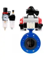 Затвор дисковый поворотный DN.ru WBV1331E-2W-F-H Ду125 Ру16 фланцевый, корпус - чугун GGG40, диск - нержавеющая сталь 304, EPDM, с пневмоприводом DN.ru PA-SA-160, пневмораспределителем DN.ru 4V320-08 AC220V, БКВ DN.ru APL-210N и БПВ DN.ru AFC2000