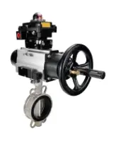 Затвор дисковый поворотный DN.ru WBV3131V-2W-Fb-H Ду150 Ру16 межфланцевый, корпус - нержавеющая сталь 304, диск - нержавеющая сталь 304, уплотнение - VITON, с пневмоприводом PA-DA-105-1, пневмораспределителем 4M310-08 220В NAMUR и БКВ APL-410N EX