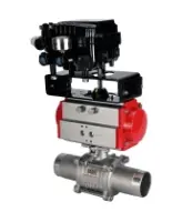 Кран шаровой DN.ru BV3232P(3pc)-FP-W-ISO-H LONG Ду32 Ру40 полнопроходной, корпус - нержавеющая сталь 316, уплотнение - PTFE, под приварку, с пневмоприводом DN.ru PA-DA-052 и пневмопозиционером YT-1000RSN без обратной связи