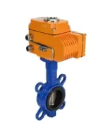 Затвор дисковый поворотный DN.ru WBV1432N-2W-Fb-H Ду100 Ру16, корпус - чугун GGG50, диск - нержавеющая сталь 316L, уплотнение - NBR, с электроприводом DN.ru QT-N-008EM-1-24VAC-У1