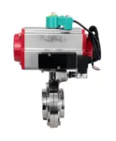 Затвор дисковый поворотный DN.ru WBV3131E-2W-W-H Ду15 Ру10 под приварку, корпус - пищевая нержавеющая сталь 304, уплотнение - EPDM, с пневмоприводом PA-SA-065, пневмораспределителем 4M320-08 AC220V, магнитным переключателем ALS200D