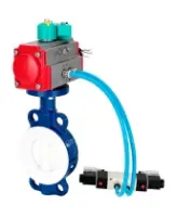 Затвор дисковый поворотный DN.ru WBV3434Pf-2W-Fb-R Ду200 Ру16 корпус - углеродистая сталь WCB, диск - углеродистая сталь WCB, футерованный PTFE, уплотнение - PTFE, с PA-DA-105, 4V320-10 AC220V и ALS200D
