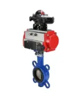 Затвор дисковый поворотный DN.ru WBV1132N-2W-Fb-H Ду125 Ру16, корпус - чугун GG25, диск - нержавеющая сталь 316L, уплотнение - NBR, с пневмоприводом DN.ru PA-SA-140 с возвратными пружинами, пневмораспределителем 4M310-08 AC220V, БКВ APL-210N