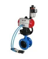 Затвор дисковый поворотный DN.ru WBV1313E-2W-F-H Ду100 Ру16 фланцевый чугун GGG40, диск - чугун GGG40, EPDM, с пневмоприводом DN.ru PA-DA-105, пневмораспределителем DN.ru 4V320-10 AC220V, ручным дублером DN.ru MON1-250-T26-ISO и БПВ DN.ru AFC2000