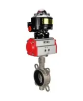 Затвор дисковый поворотный DN.ru WBV3232N-2W-Fb-H Ду150 Ру16, корпус - нержавеющая сталь 316L, диск - нержавеющая сталь 316L, уплотнение - NBR, с пневмоприводом PA-SA-130 с возвратными пружинами, с БКВ APL-510N EX