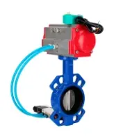 Затвор дисковый поворотный DN.ru WBV1432E-2W-Fb-H Ду100 Ру16 корпус - чугун GGG50, диск - нержавеющая сталь 316L, уплотнение - EPDM, с пневмоприводом PA-DA-083, пневмораспределителем 4V320-08 AC220V и магнитным переключателем ALS200D