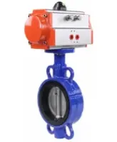 Затвор дисковый поворотный DN.ru WBV1432E-2W-Fb-H Ду100 Ру16, корпус - чугун GGG50, диск - нержавеющая сталь 316L, уплотнение - EPDM, с пневмоприводом DN.ru PA-DA-083 двойного действия