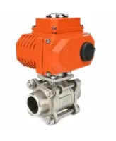 Кран шаровой DN.ru BV3232P(3pc)-FP-W-ISO-H WDVF Ду50 Ру40 полнопроходной, трехсоставной, корпус - нержавеющая сталь 316, уплотнение - PTFE, под приварку, с электроприводом DN.ru QT-N-008EM-O1-220VAC-У1 HARK