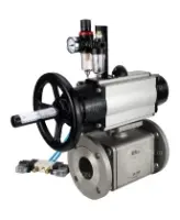 Кран шаровой DN.ru BV3232P(4pc)-FP-3WL-F Ду100 Ру16 полнопроходной трехходовой, фланцевый, корпус - нержавеющая сталь SS316, с пневмоприводом DN.ru PA-DA-105-1 двойного действия, пневмораспределителем 4V320-08 AC220V и БПВ AFC2000