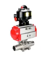 Кран шаровой DN.ru BV3232P(3pc)-FP-W-ISO-H LONG Ду32 Ру40 полнопроходной, корпус - нержавеющая сталь 316, уплотнение - PTFE, под приварку, с пневмоприводом DN.ru PA-DA-052 и БКВ APL-510N EX