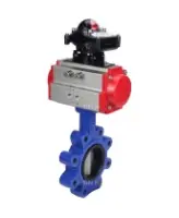 Затвор дисковый поворотный DN.ru WBV1631E-2W-Fb-H Ду100 Ру16 LUG корпус - чугун QT450, диск - нержавеющая сталь 304, уплотнение - EPDM, с пневмоприводом DN.ru PA-DA-083 и БКВ APL-210N