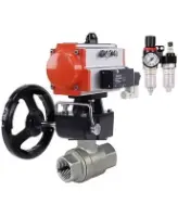 Кран шаровой DN.ru BV3232P(2pc)-FP-T-ISO-H Ду100 Ру40 полнопроходной, внутренняя резьба, нержавеющая сталь 316, уплотнение - PTFE, с пневмоприводом PA-DA-083, пневмораспределителем 4M310-08 DC24V, ручным дублером MON2-450-T28-ISO, БПВ AFC2000