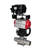 Кран шаровой DN.ru BV3232P(3pc)-FP-W-ISO-H LONG Ду100 Ру16 полнопроход., корпус - нерж.сталь 316, уплотнение - PTFE, под приварку, с пн.приводом DN.ru PA-DA-105, редуктором DN.ru MON3-700-T38-ISO и пневмопозиционером YT-1000RSN без обратной связи