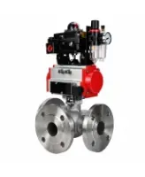 Кран шаровой DN.ru BV3232P(2pc)-FP-3WL-F-ISO-H Ду80 Ру16 HYMT, трехходовой L-тип, полнопроходной, фланцевый, корпус - нержавеющая сталь SS316, с пневмоприводом PA-SA-130, пневмораспределителем 4M310-08 24В NAMUR, БКВ APL-410N EX и БПВ AFC2000