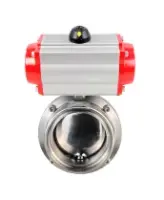Затвор дисковый поворотный DN.ru WBV3131S-2W-T-H Ду40 Ру10 резьбовой, пищевая нержавеющая сталь 304, уплотнение – Silicon, с пневмоприводом DN.ru PA-SA-065 с возвратными пружинами