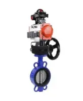Затвор дисковый поворотный DN.ru WBV1132N-2W-Fb-H Ду125 Ру16, корпус - чугун GG25, диск - нержавеющая сталь 316L, NBR, с пневмоприводом DN.ru PA-DA-105, с пневмораспределителем 4V320-08 AC220V, с БКВ APL-210N, с ручным дублером MON3-700-T38-ISO