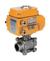 Кран шаровой DN.ru BV3232P(3pc)-FP-W-ISO-H WDVF Ду20 Ру63 полнопроходной, трехсоставной, корпус - нержавеющая сталь 316, уплотнение - PTFE, под приварку, с 1/4-оборотным электроприводом DN.ru QT-N-003EM-O1-220VAC-У1