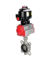 Затвор дисковый поворотный DN.ru WBV3232V-2W-Fb-H Ду200 Ру16, корпус - нержавеющая сталь 316L, диск - нержавеющая сталь 316L, уплотнение - Viton, с пневмоприводом PA-DA-130 двойного действия, с БКВ APL-510N EX