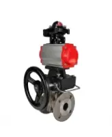 Кран шаровой DN.ru BV3232P(2pc)-FP-F-ISO-H Ду50 Ру40 полнопроходной двухходовой, нержавеющая сталь 316, фланцевый, уплотнение - PTFE, с пневмоприводом PA-DA-083, ручным дублером MON2-450-T28-ISO и БКВ APL-210N