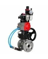 Кран шаровой DN.ru BV3232P(2pc)-FP-F-ISO-H Ду65 Ру16 полнопроходной фланцевый, корпус - нерж.сталь SS316, уплотнение - PTFE, с пневмоприводом PA-DA-083, пн.распределителем 4M320-08 AC220V, БКВ APL-210N, ручным дублером MON2-450-T28-ISO и БПВ AFC2000