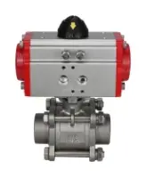Кран шаровой DN.ru BV3232P(3pc)-FP-W-ISO-H Ду80 Ру25 полнопроходной под приварку, корпус - нержавеющая сталь 316, уплотнение - PTFE, с пневмоприводом PA-SA-130